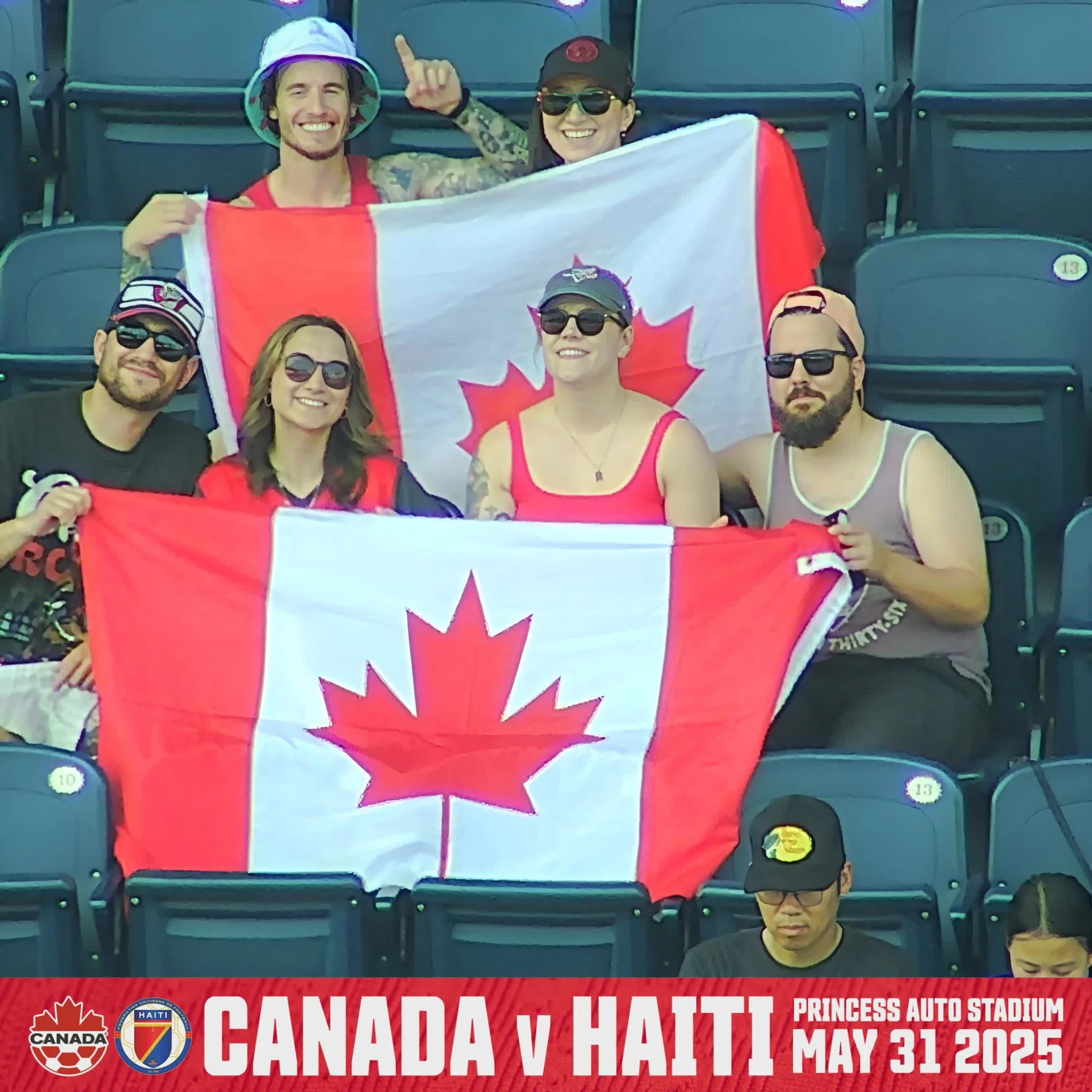 Canada Soccer fans with AMPLIFiCAM showcasing national pride
